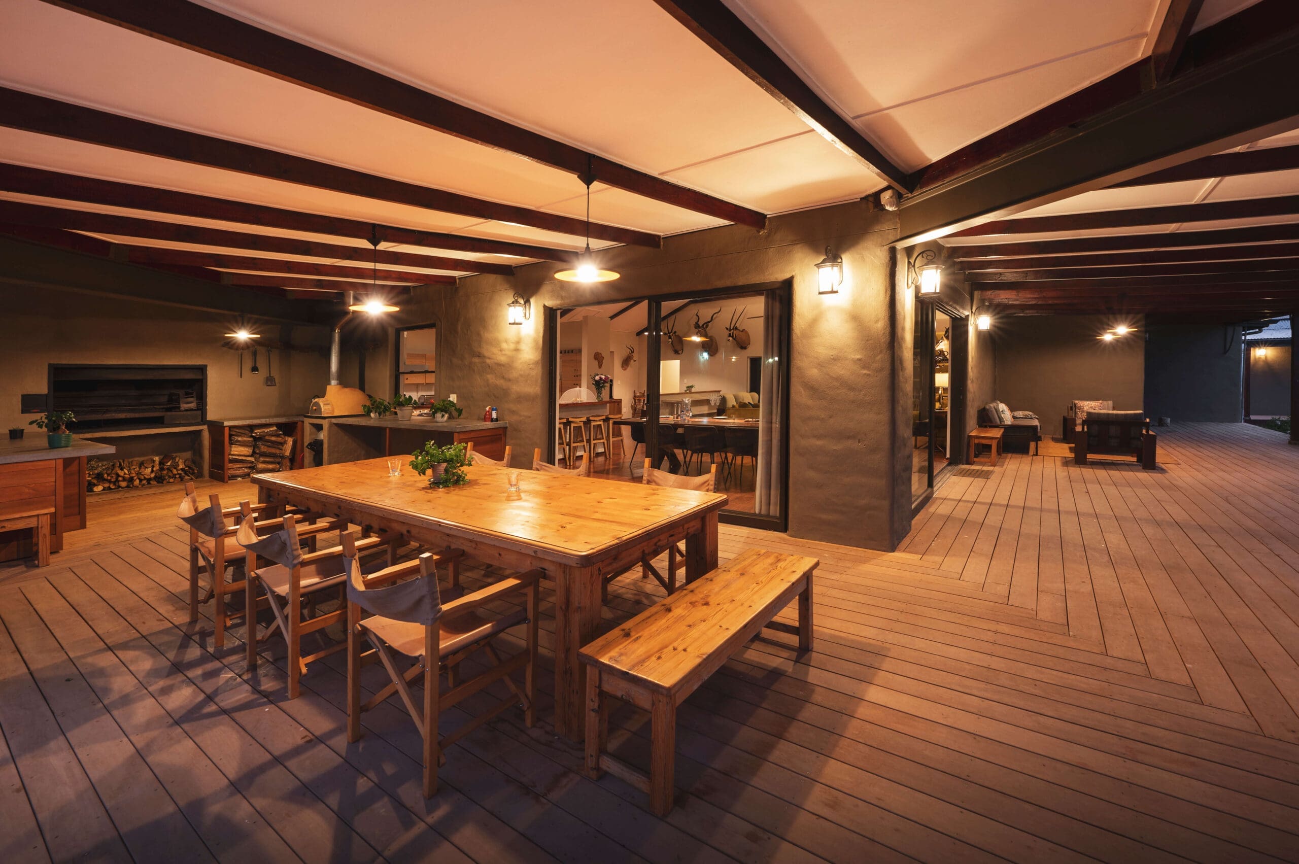 Enjoying a delightful dinner on the outdoor patio at Ubuninzi Hunting Safaris.