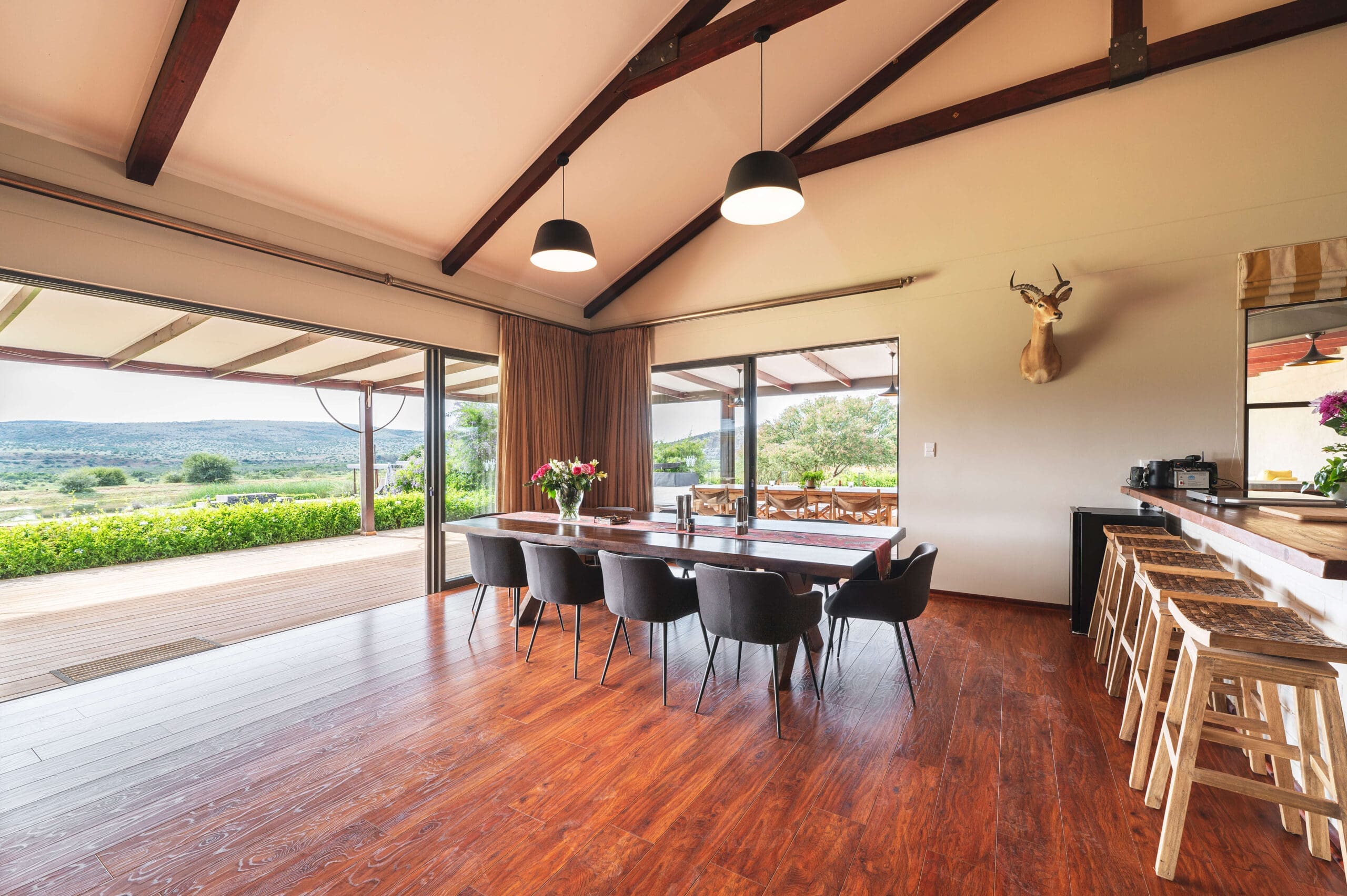 Elegant dining room at Ubuninzi Hunting Safaris.