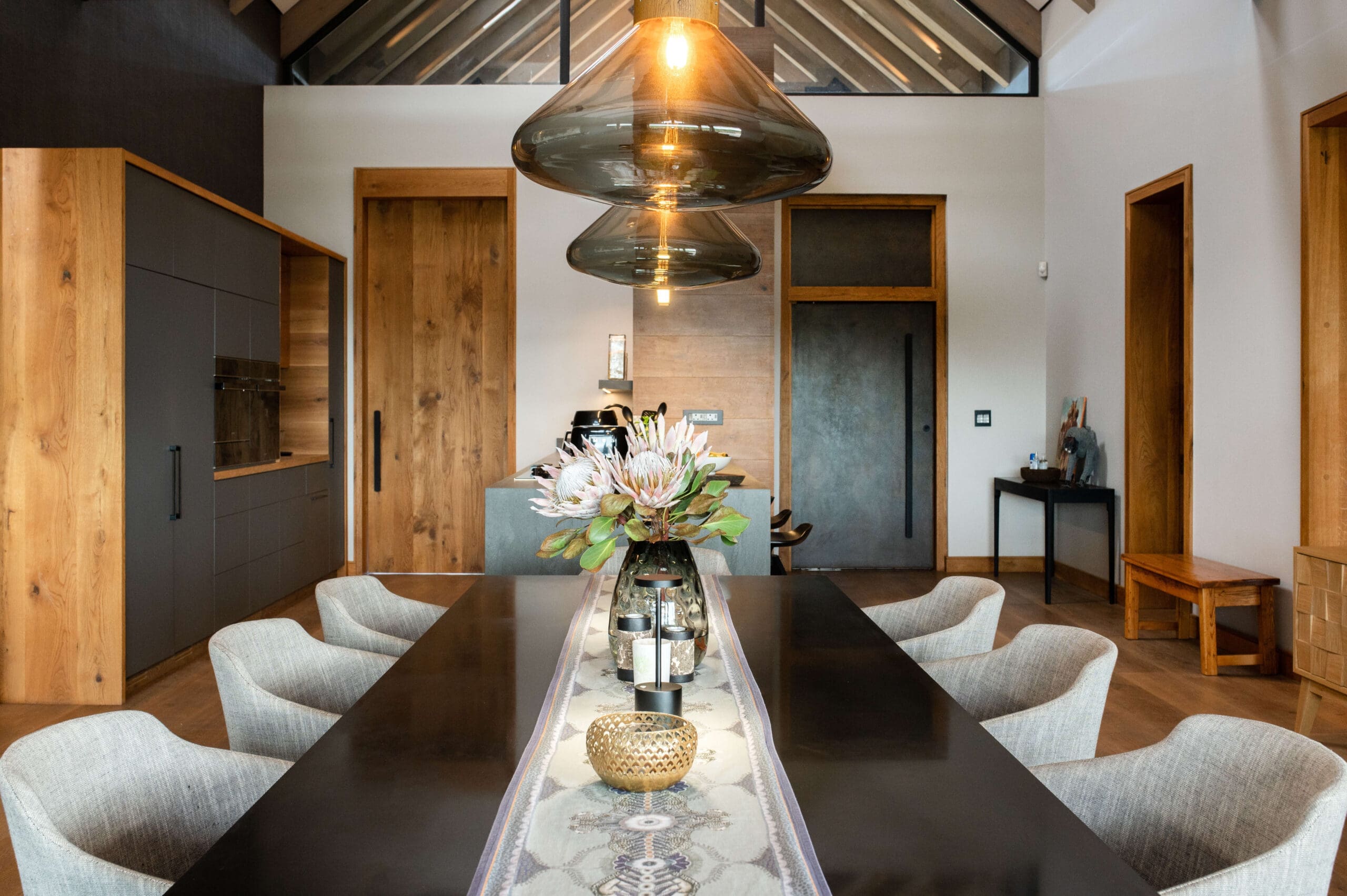 Modern take on a dining room: Comfortable and functional space.