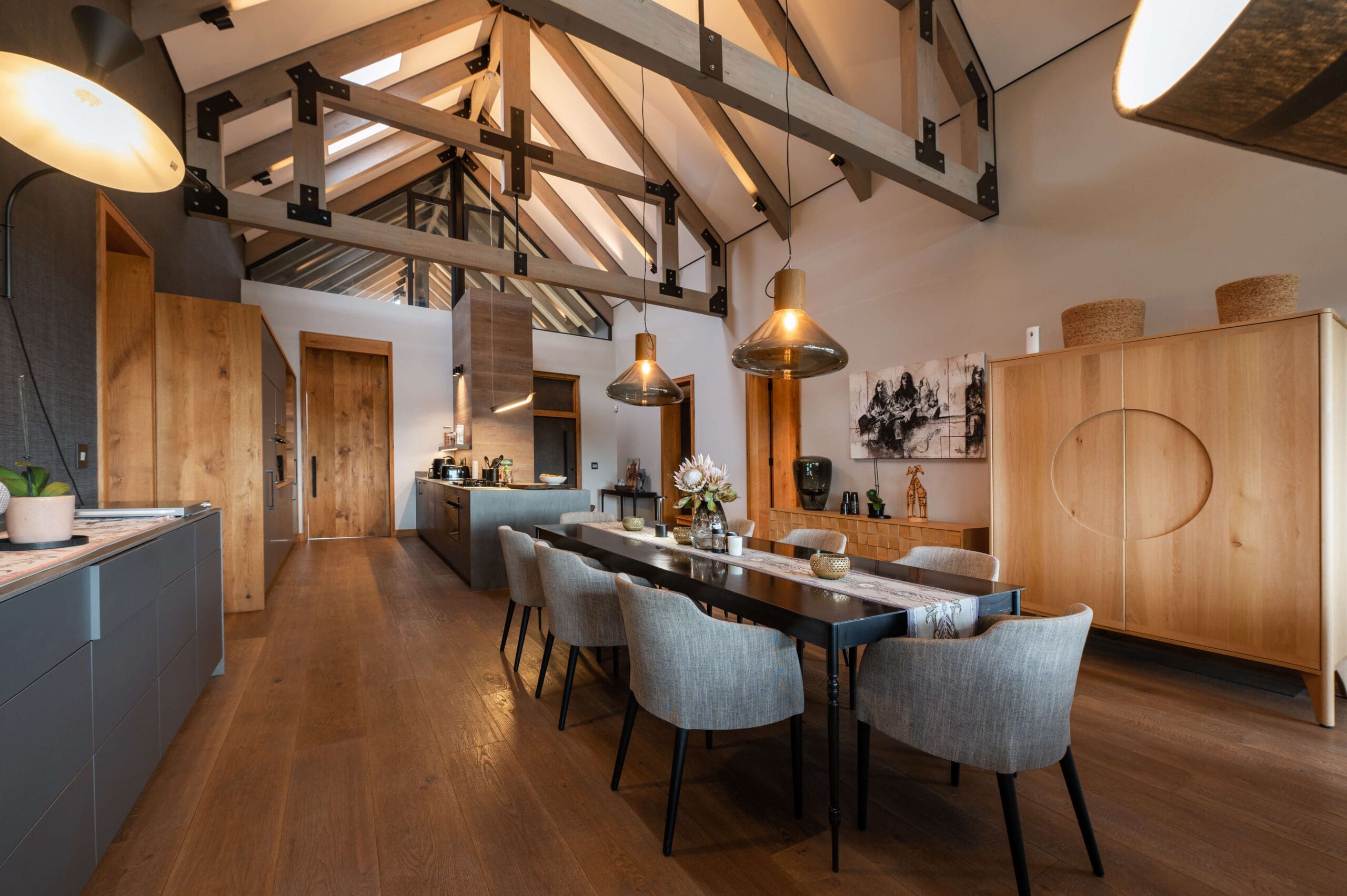Stylish dining room setting a sophisticated tone for an evening dinner.